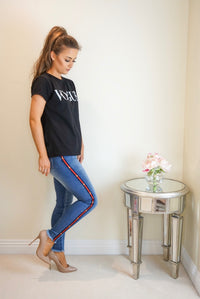 Styled Clothing Blue Jeans with Bee design