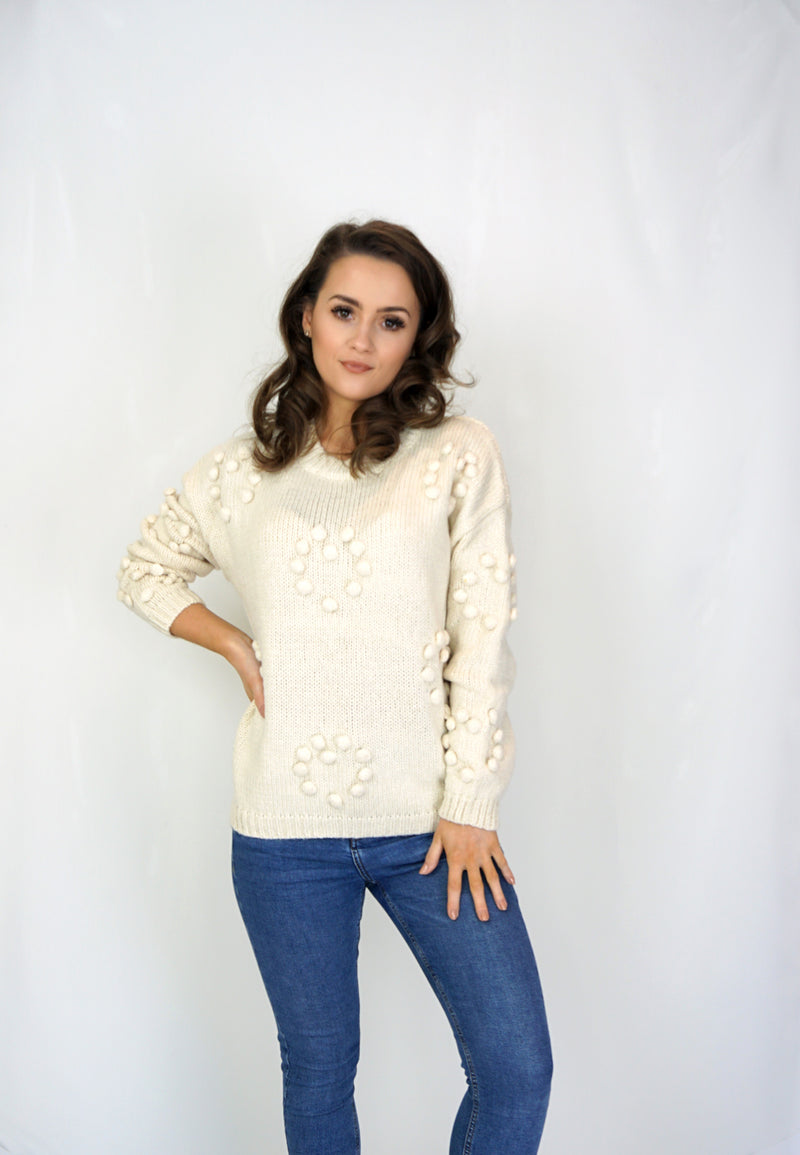 Styled Clothing Heart Pom Pom Knitted Jumper