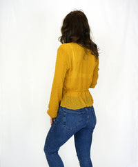 Styled Clothing Mustard Textured Blouse back