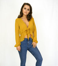 Styled Clothing Mustard Textured Blouse honeycomb