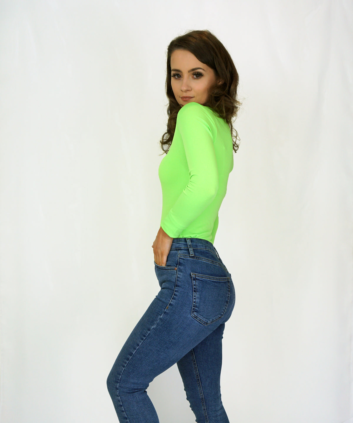 Styled Clothing Neon green bodysuit back view