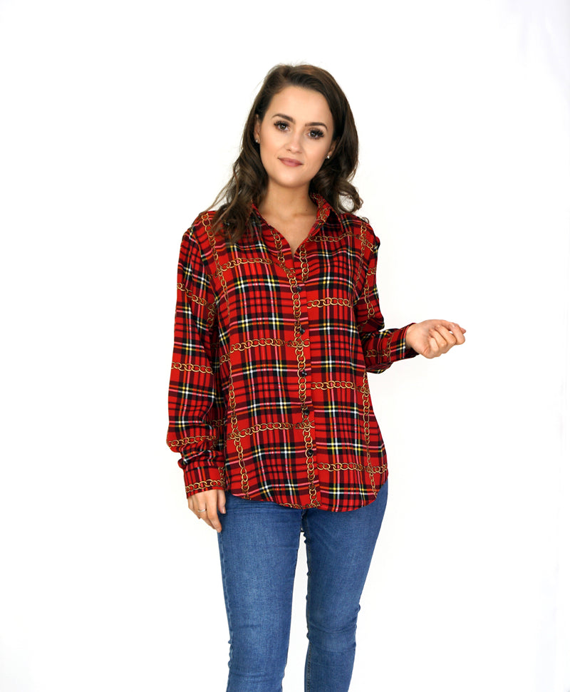 Styled Clothing Red Chain Print Shirt