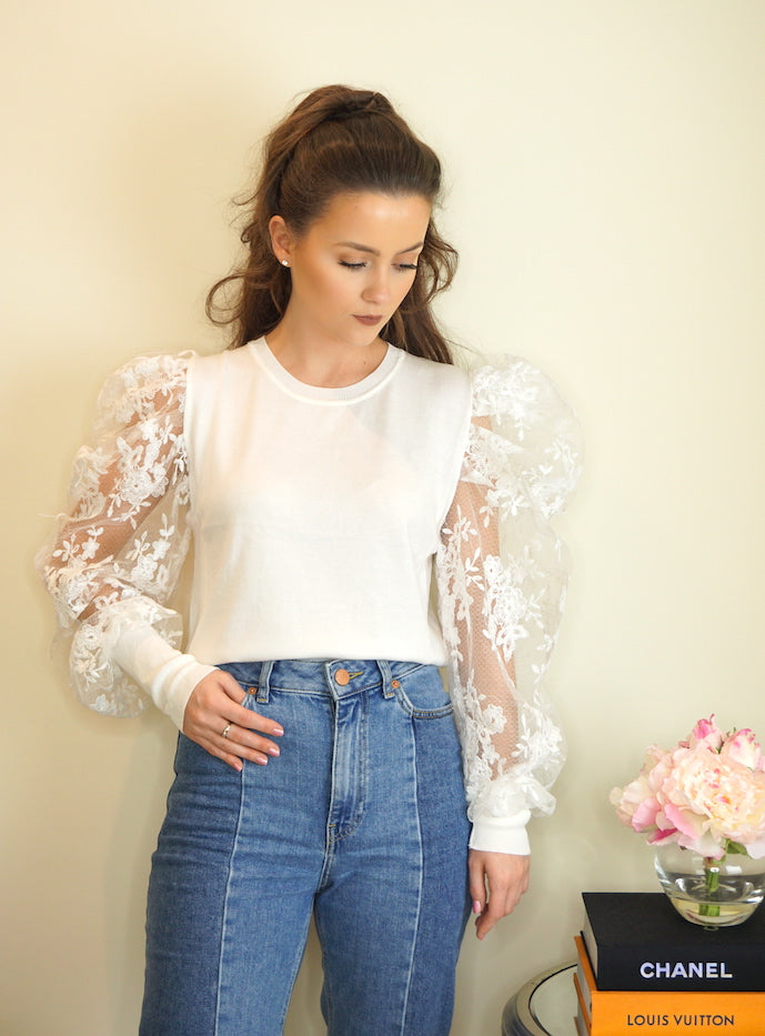 Styled Clothing Lace Puff Sleeve Blouse