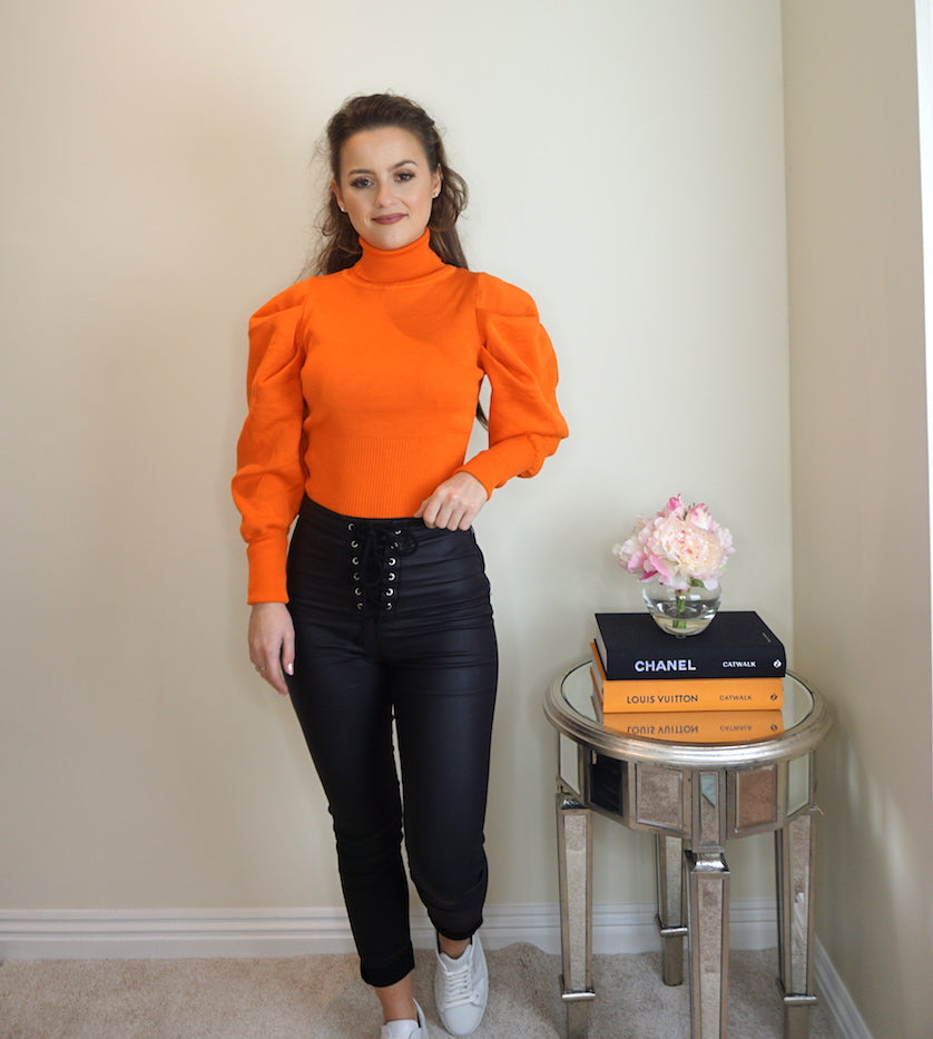 Styled Clothing Orange Puff Sleeve Jumper one size