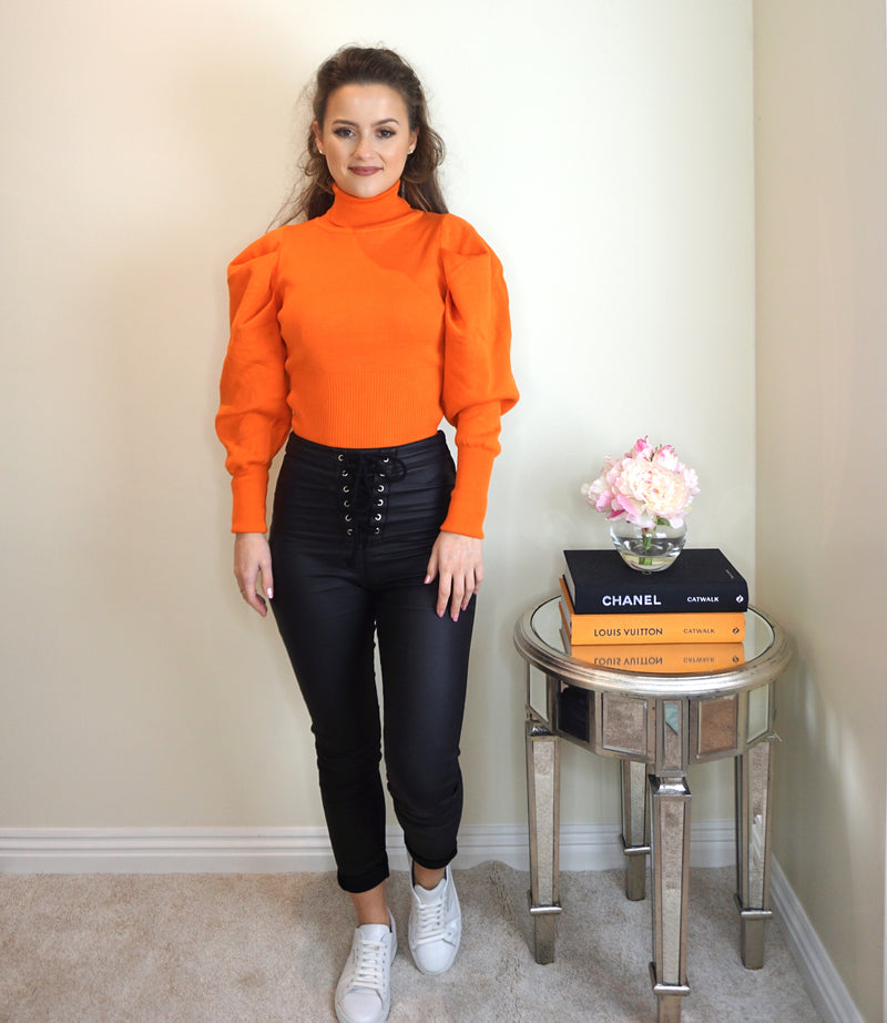 Styled Clothing Orange Puff Sleeve Jumper