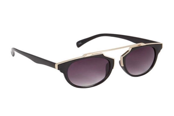 Black with gold trim hexagonal sunglasses