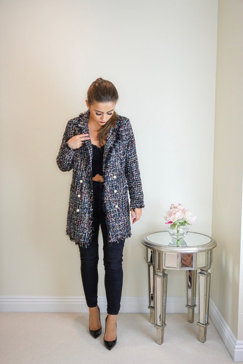 Styled Clothing Pearl Tweed Longline Jacket