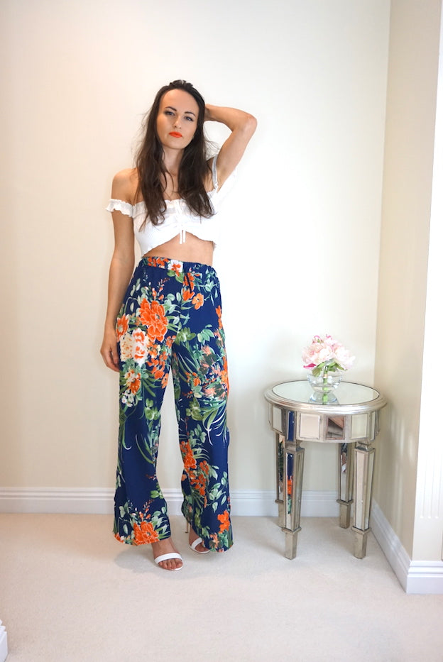 Styled Clothing Floral Side Snap Trousers