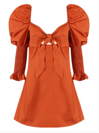 Styled Clothing Orange Puff Shoulder Summer Dress