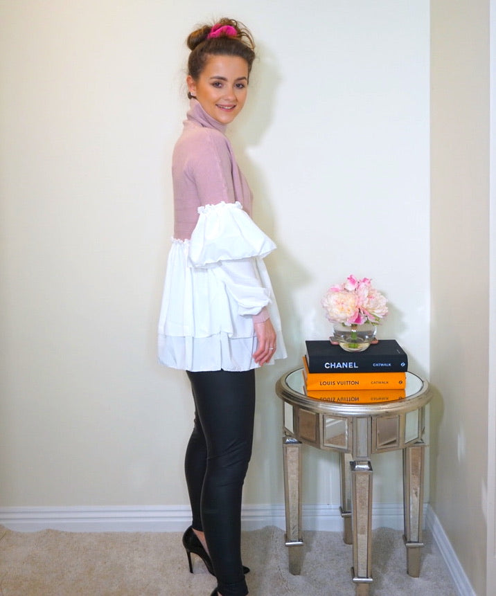 Styled Clothing Pink Jumper with White Ruffle Blouse 1