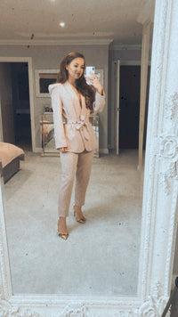 Styled Clothing Pink Belted Suit Co ord