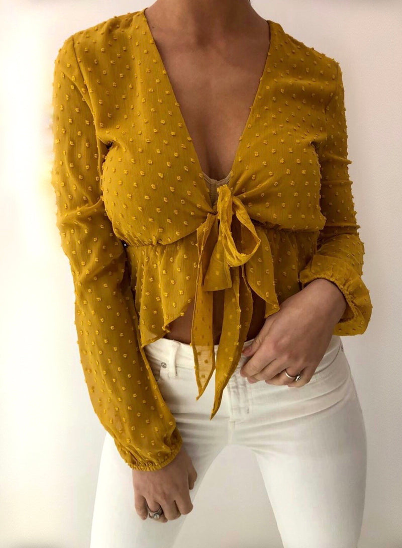Styled Clothing Mustard Textured Blouse