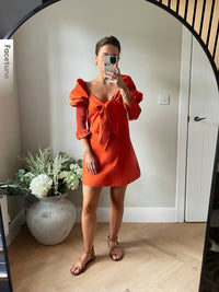 Puff Sleeve Summer Dress in Rust