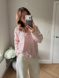 Styled Clothing pink knitted pom pom jumper