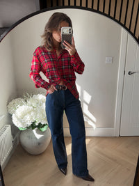 Gold Chain Print Blouse in Red