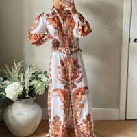 Paisley Print Shirt Dress with Belt