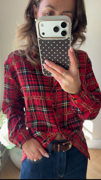 Gold Chain Print Blouse in Red