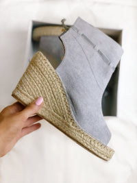 Grey Suedette Summer Wedges