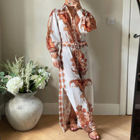 Paisley Print Shirt Dress with Belt