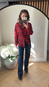 Gold Chain Print Blouse in Red