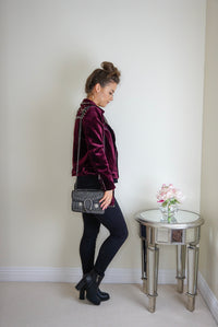 Styled Clothing Velvet Red jacket with Belt