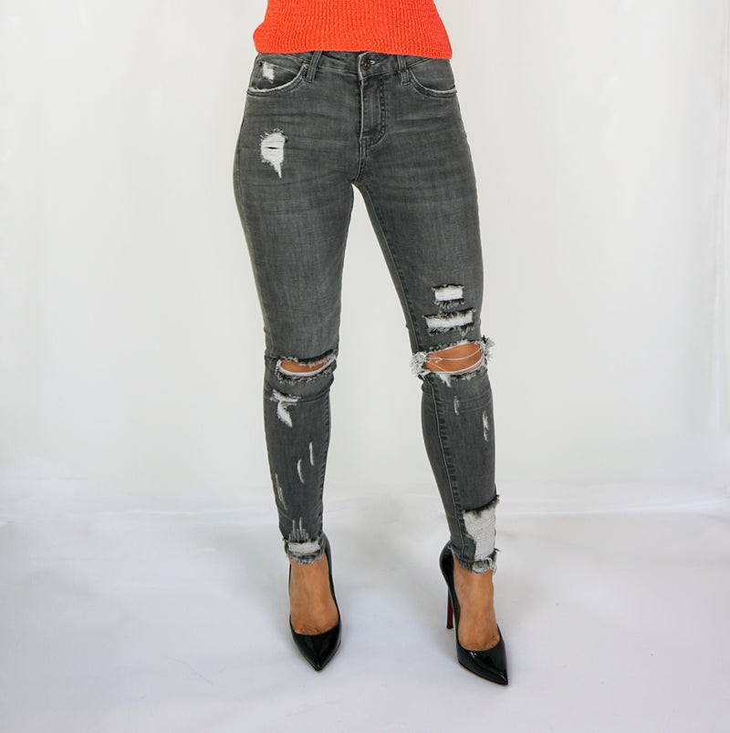Styled Clothing Charcoal Ripped Skinny Jeans