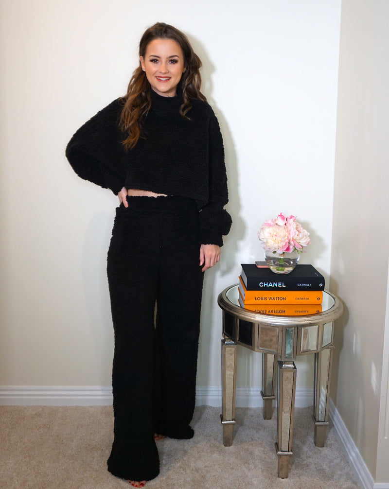 Teddy Co-Ord Set with cropped jumper and wide leg trousers
