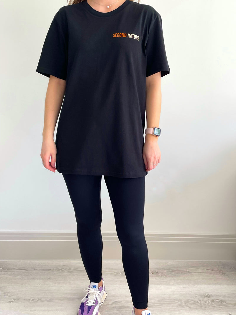 Unisex Plain Black Basic T-shirt with Second Nature embroidered logo