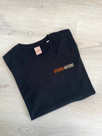 GOTS certified Black T-shirt with Second Nature logo