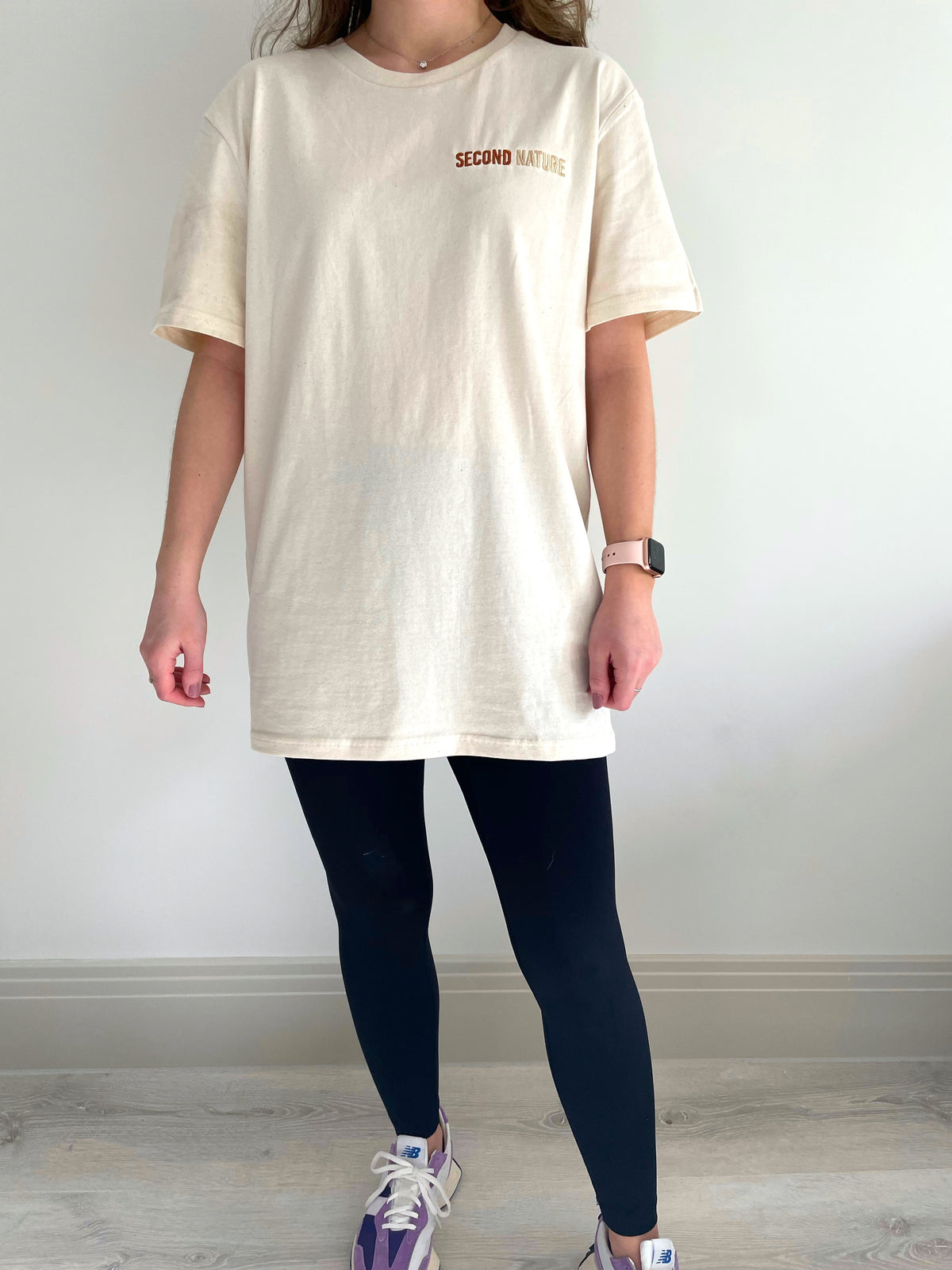 Oversized Cream T-shirt with Second Nature embroidery