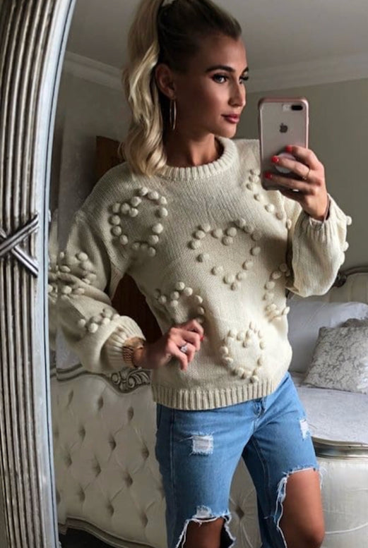 Styled Clothing Heart Pom Pom Jumper