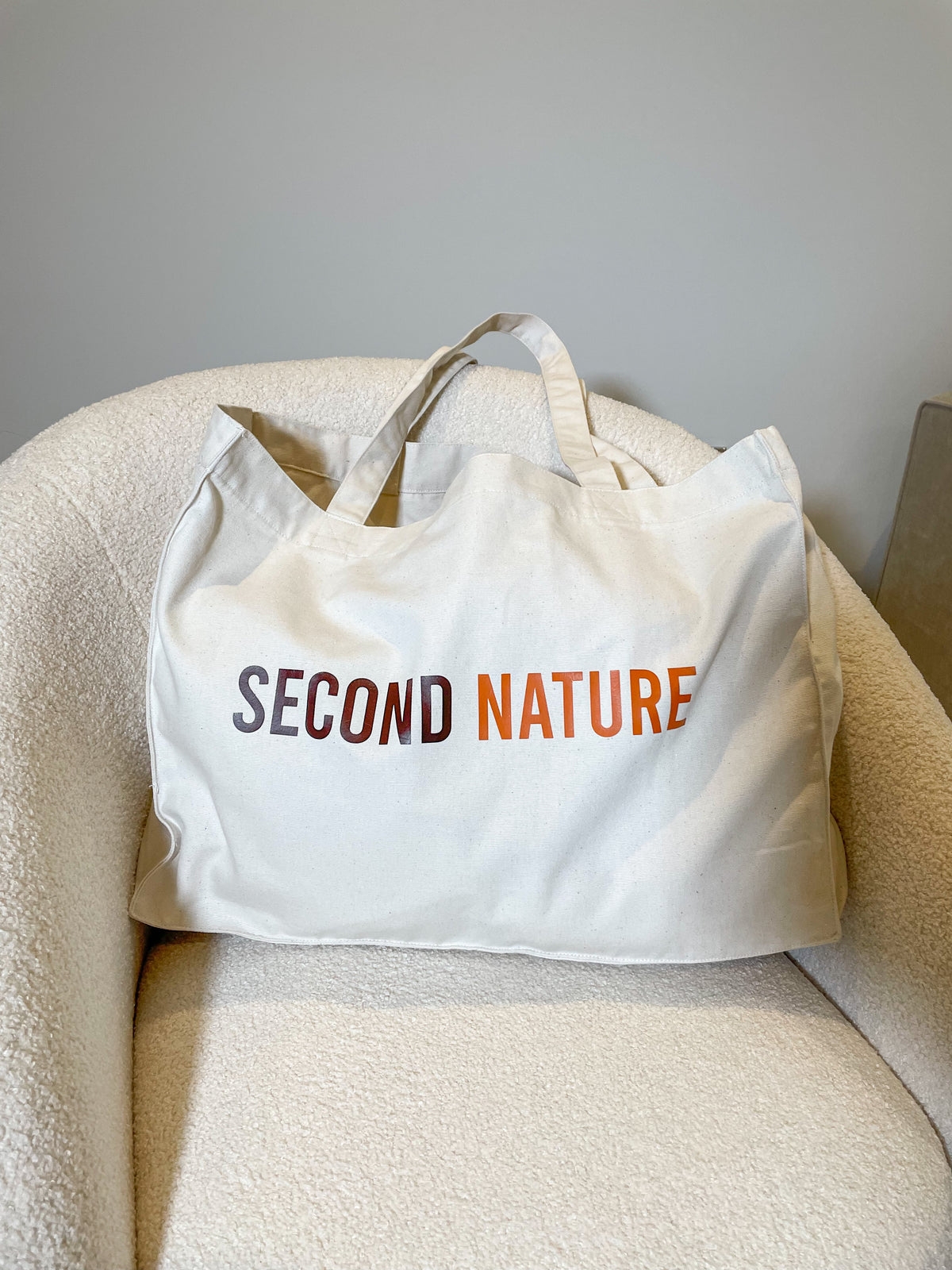Everyday tote bag with large printed Second Nature logo