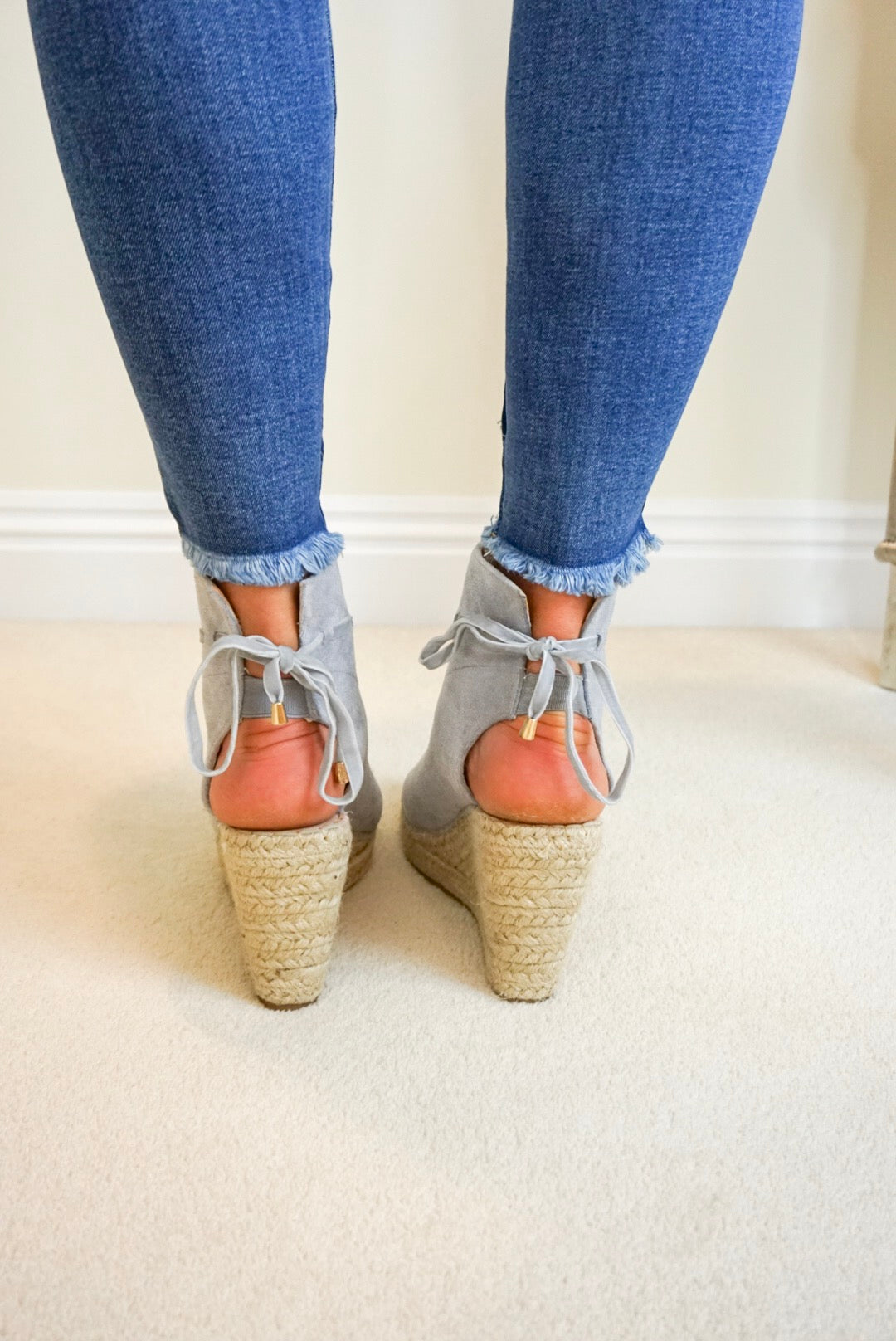 Styled Clothing Grey Suedette Wedges tie up