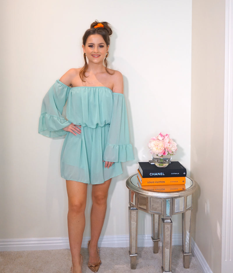 Styled Clothing Off the Shoulder Playsuit Mint