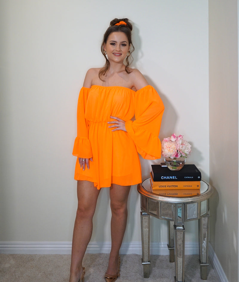 Styled Clothing Orange Bardot Playsuit