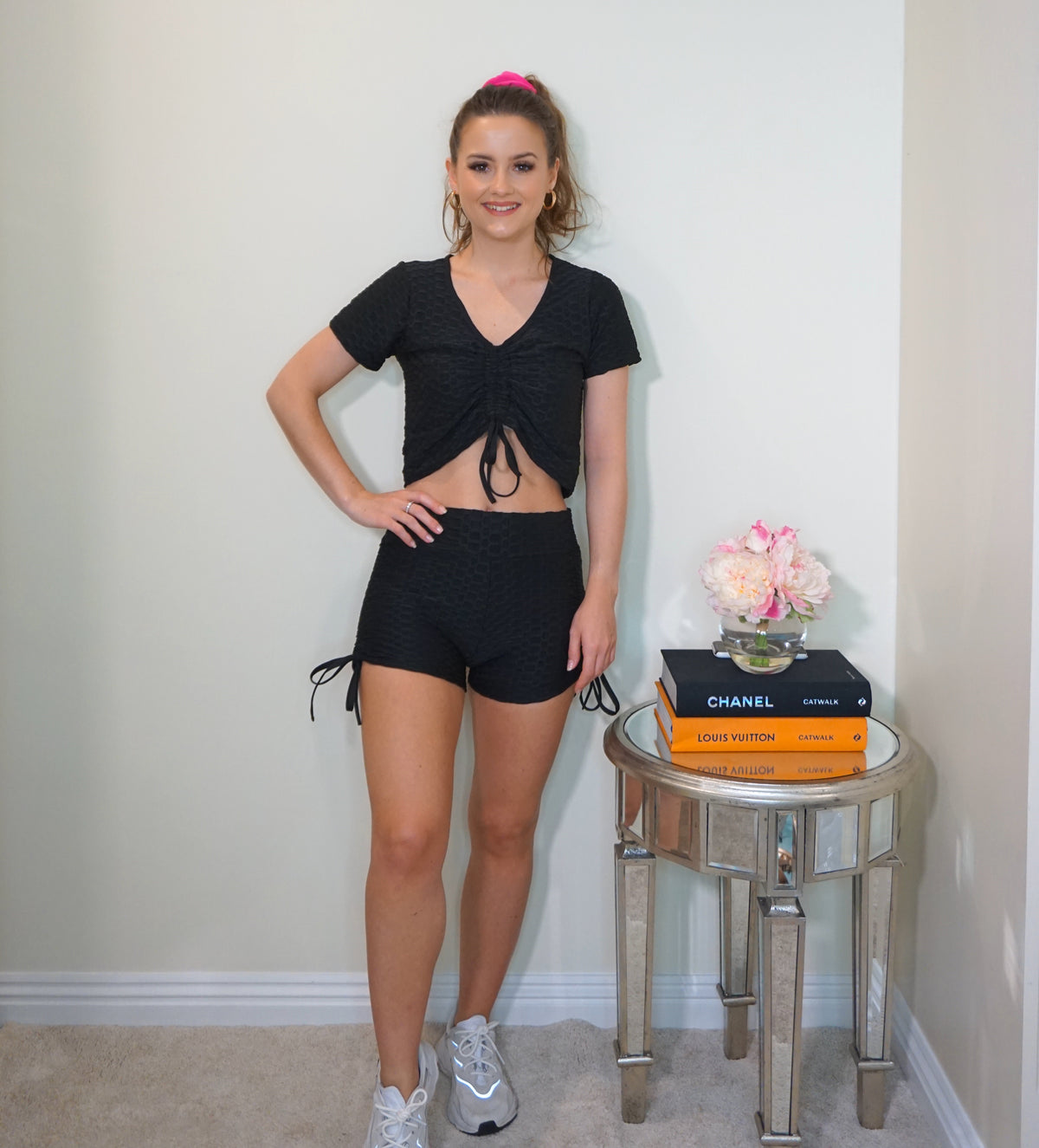 Styled CLothing Black Short Co ord Gym Set