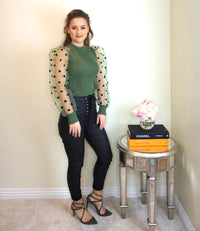 Styled Clothing khaki polka dot sleeve jumper