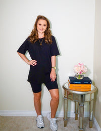 Cycling Shorts Loungewear Set in Black
