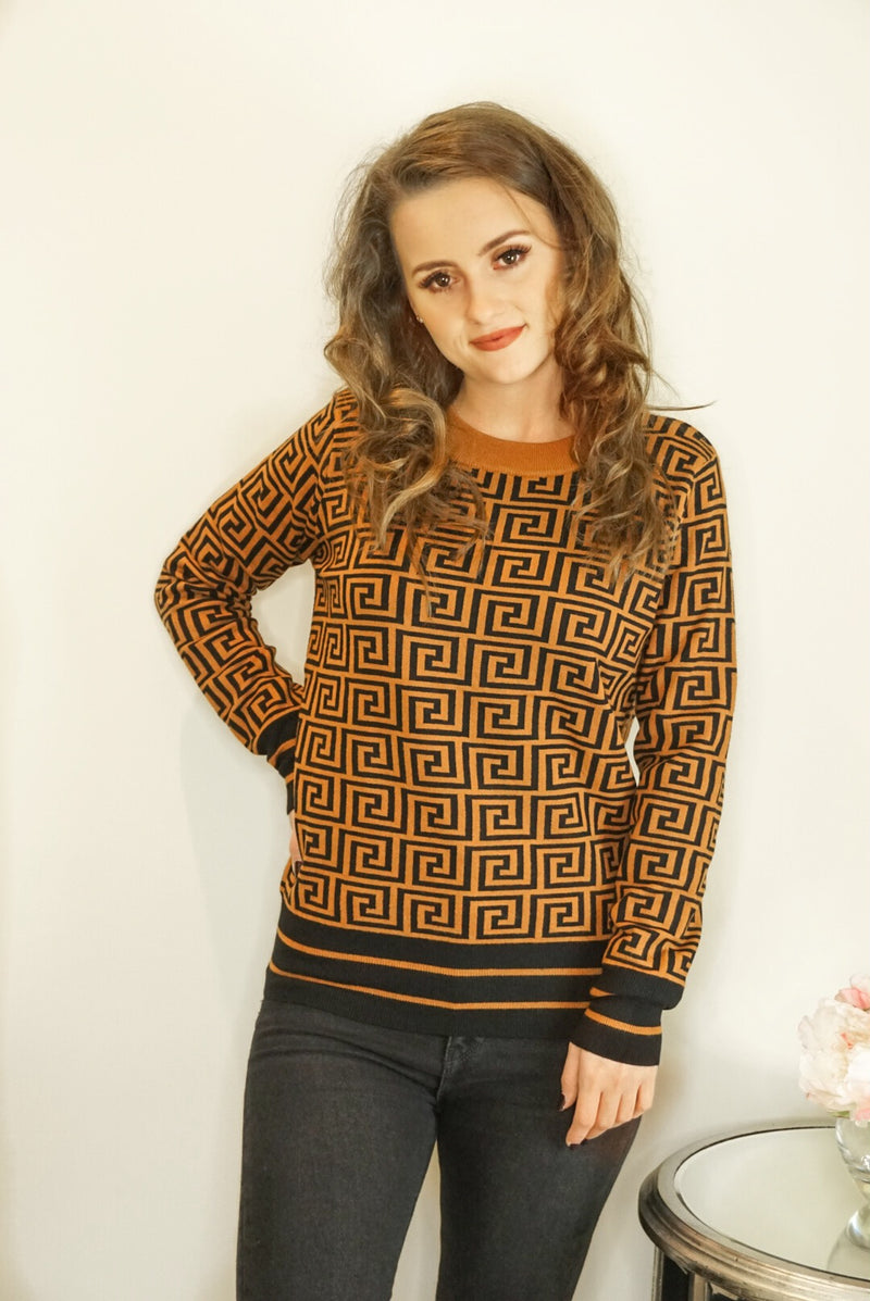 Styled Clothing Trendi Brown Jumper with Black Detailing