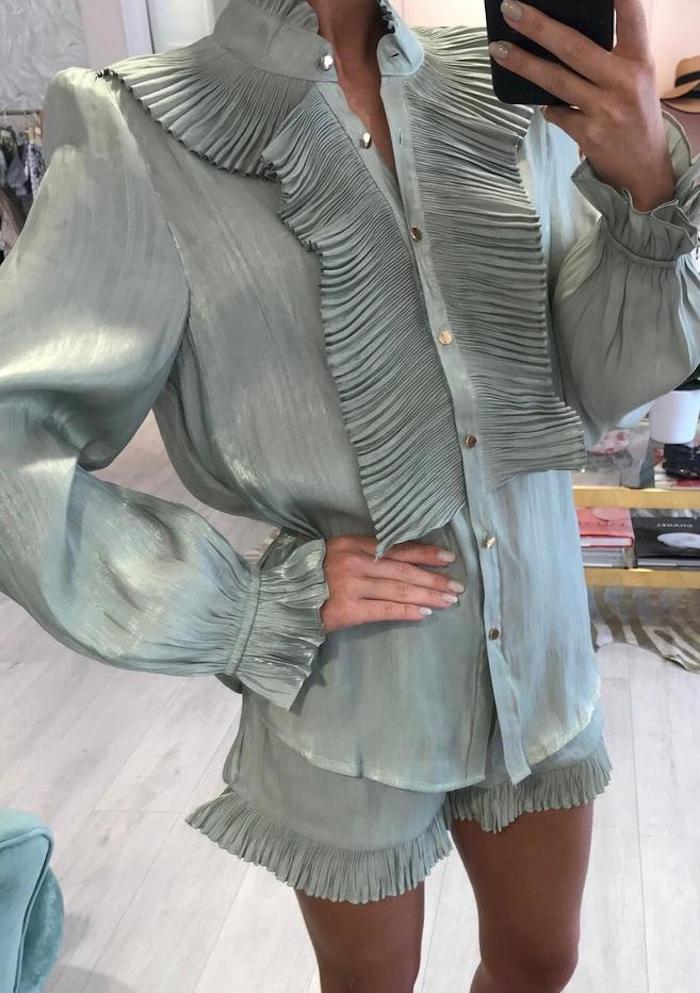 Styled Clothing Teal Ruffle Two Piece